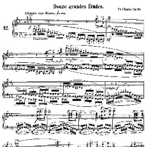 肖邦钢琴练习曲 Op.10之十二 钢琴谱 肖邦