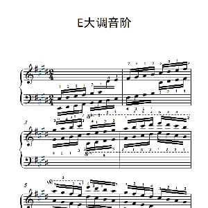 第八级9.E大调音阶 钢琴谱