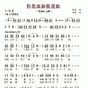 你是血脉我是血_歌谱投稿_词曲:朱海 印青