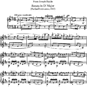 海顿 钢琴奏鸣曲 Hob XVI 14 Partita D major 钢琴谱 海顿