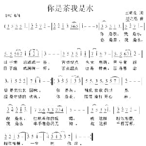 你是茶我是水_通俗唱法乐谱_词曲:王明亮 居之浩