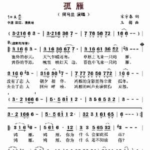 孤雁_歌曲简谱_词曲:宋宇春 玉梅