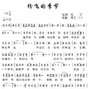 纷飞的季节_通俗唱法乐谱_词曲:海牙 海牙