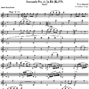 萨克斯谱 | SERENADE No.11 in Eb K.375 Part 5 四重奏 次中音萨克斯分谱