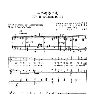 11你不要忘了我 意大利 _外国歌谱_词曲:多梅尼珂 富尔诺/恩斯特 马利什卡 厄内斯托 德 库尔蒂斯