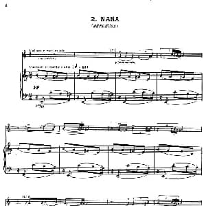 小提琴谱 | Suite of Spanish Folksongs:2 NANA 小提琴 钢琴伴奏 法利亚