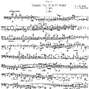 小提琴谱 | Mozart Quartet No.20 in D Major,K.499 Cello分谱
