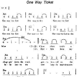 One Way Ticket 美国 _外国歌谱