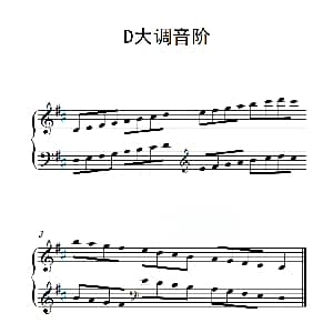 第二级 D大调音阶 钢琴谱