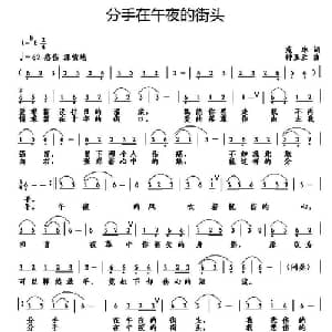 分手在午夜的街头_通俗唱法乐谱_词曲:尘缘 钟玉兰