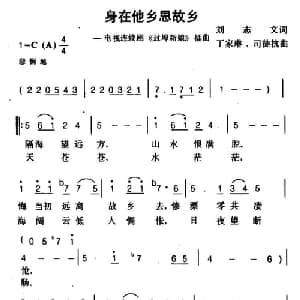 身在他乡思故乡_通俗唱法乐谱_词曲:刘志文 丁家琳