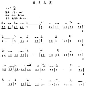 电子琴谱 | 世界之顶