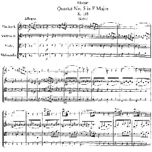 小提琴谱 | Mozart Quartet No.5 in F Major,K.158 总谱