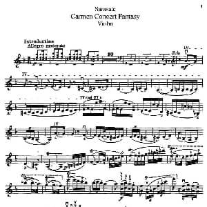 小提琴谱 | Carmen Concert Fantast Op.25 序曲 Sarasate 萨拉萨蒂