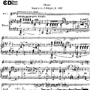 小提琴谱 | Violin Sonata in A Major K.402 小提琴 钢琴伴奏