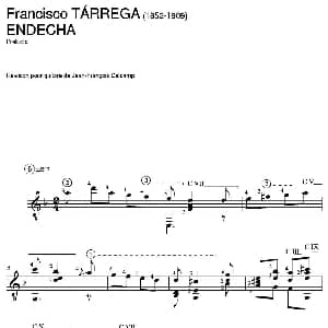 ENDECHA Preludio 吉他谱 弗朗西斯科 泰雷加 Francisco Tarrega 1852 1909