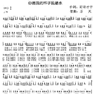 你是我的杯子我是水_通俗唱法乐谱_词曲:诗哥才子 梁杰