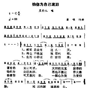 怕你为自己流泪_通俗唱法乐谱_词曲:窦唯 窦唯