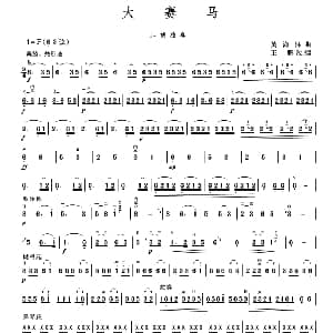 二胡谱 | 大赛马 黄海怀原曲 王鹏改编