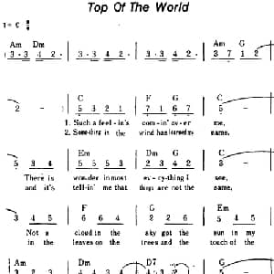 Top Of The World 美国 _外国歌谱