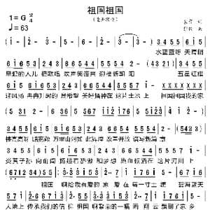 祖国祖国_歌曲简谱_词曲:裴育 彭钧