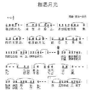 相思月光_通俗唱法乐谱_词曲:桃花一朵朵 桃花一朵朵