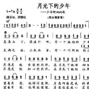 月光下的少年 少年阿炳的歌_民歌简谱_词曲:何正祖 丁缨