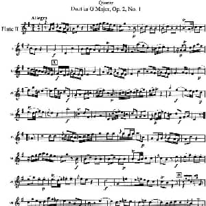 长笛曲谱 | 匡茨G大调长笛二重奏Op.2 Flute 2 No.1 Quantz 匡茨