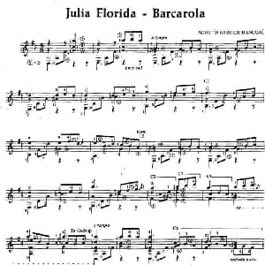 Julia Florida Barcarola 吉他谱 奥古斯汀 巴里奥斯 曼戈雷 Agustin Barrios Mangore