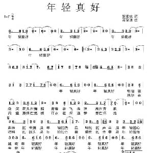 年轻真好_通俗唱法乐谱_词曲:黎耀成 范奋强
