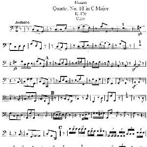 小提琴谱 | Mozart Quartet No.10 in C Major,K.170 Cello分谱