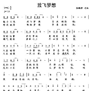 放飞梦想_通俗唱法乐谱_词曲:李鹏程 李鹏程