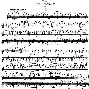 长笛曲谱 | 图露三首长笛简易重奏曲Op.104 Flute 1 NO.1 Tulou 图露