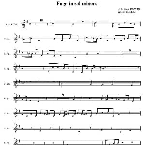 萨克斯谱 | Fuga in sol minore 四重奏之上低音萨克斯分谱 J S 巴赫