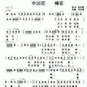 中国花 梅花_民歌简谱_词曲:雷喜明 李志明