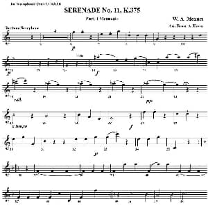萨克斯谱 | SERENADE No.11 K.375 Part 4 Menuetto 四重奏 上低音萨克斯分谱