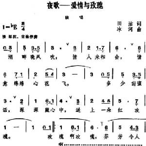 夜歌 爱情与玫瑰_通俗唱法乐谱_词曲:田洁 冰河