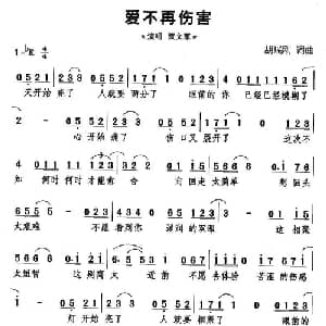 爱不再伤害_通俗唱法乐谱_词曲:胡瑞刚 胡瑞刚