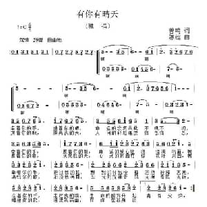 有你有晴天_通俗唱法乐谱_词曲:曾鸣 陈雄