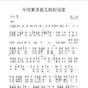 今夜梦里我又回到老家 _歌曲简谱_词曲:赵正云 黄永杰