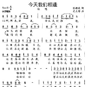 今天我们相逢_通俗唱法乐谱_词曲:孙朝成 吴太邦