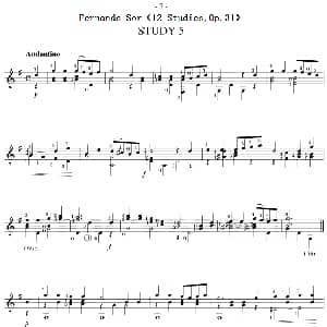Fernando Sor 12 Studies,Op.31 吉他谱
