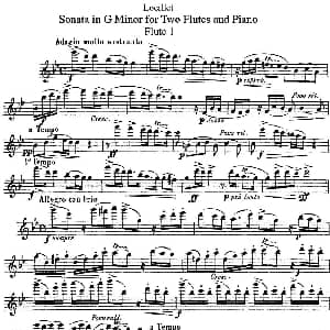长笛曲谱 | 罗埃莱特G小调双长笛与钢琴奏鸣曲 Loeillet 罗埃莱特