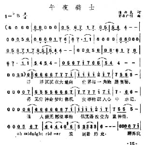 午夜骑士_通俗唱法乐谱_词曲:潘源良 芹泽广明