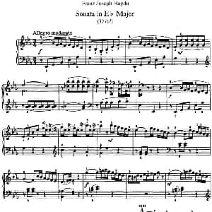 海顿 钢琴奏鸣曲 Hob XVI 28 in E flat major 钢琴谱 海顿