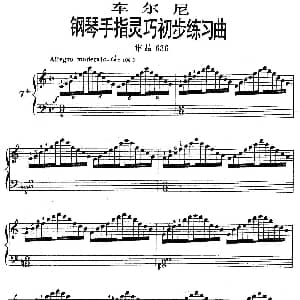 车尔尼钢琴手指灵巧初步练习曲 OP.636 7 钢琴谱