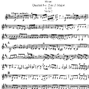 小提琴谱 | Mozart Quartet No.2 in D Major,K.155 Violin 2分谱