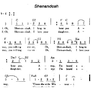 Shenandoah 美国 _外国歌谱