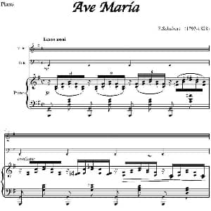 Ave Maria 小提琴 大提琴 钢琴伴奏 E.Schubert作曲版 E.Schubert