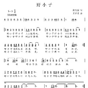 野小子_儿歌乐谱_词曲:赵大国 王正明